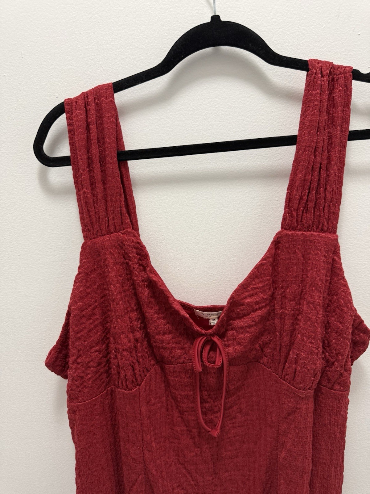 No Comment Plus Red Textured Tie-Front Mini Dress – Size 3X Juniors Plus