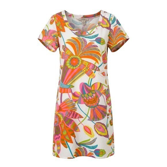 ASOS Womens Psychedelic Floral Shift Dress Multi Color Retro Short Sleeve Size 4