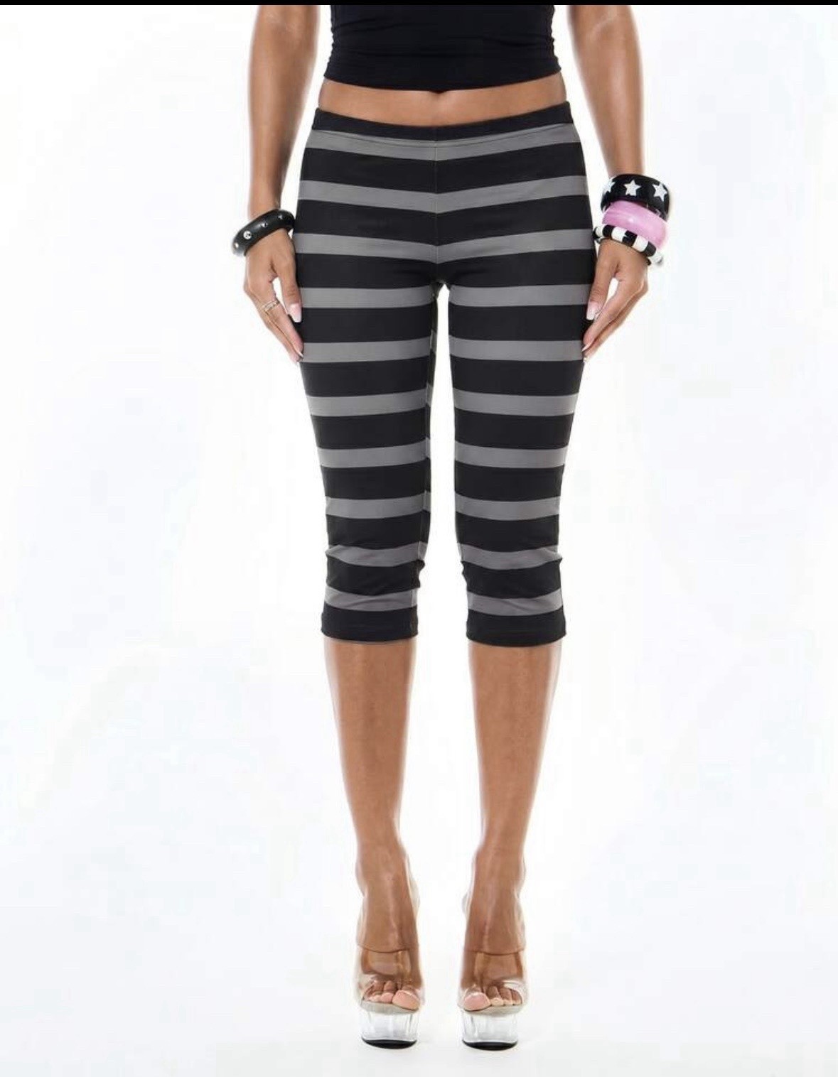 Black And Gray Capri Leggings