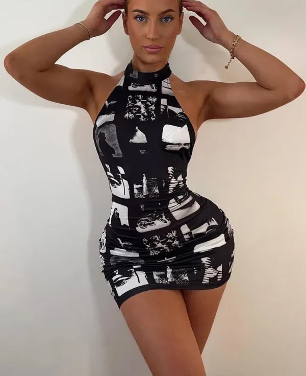 Women’s Sexy Suspender Short Skinny Mini Dress Sleeveless Halter Party