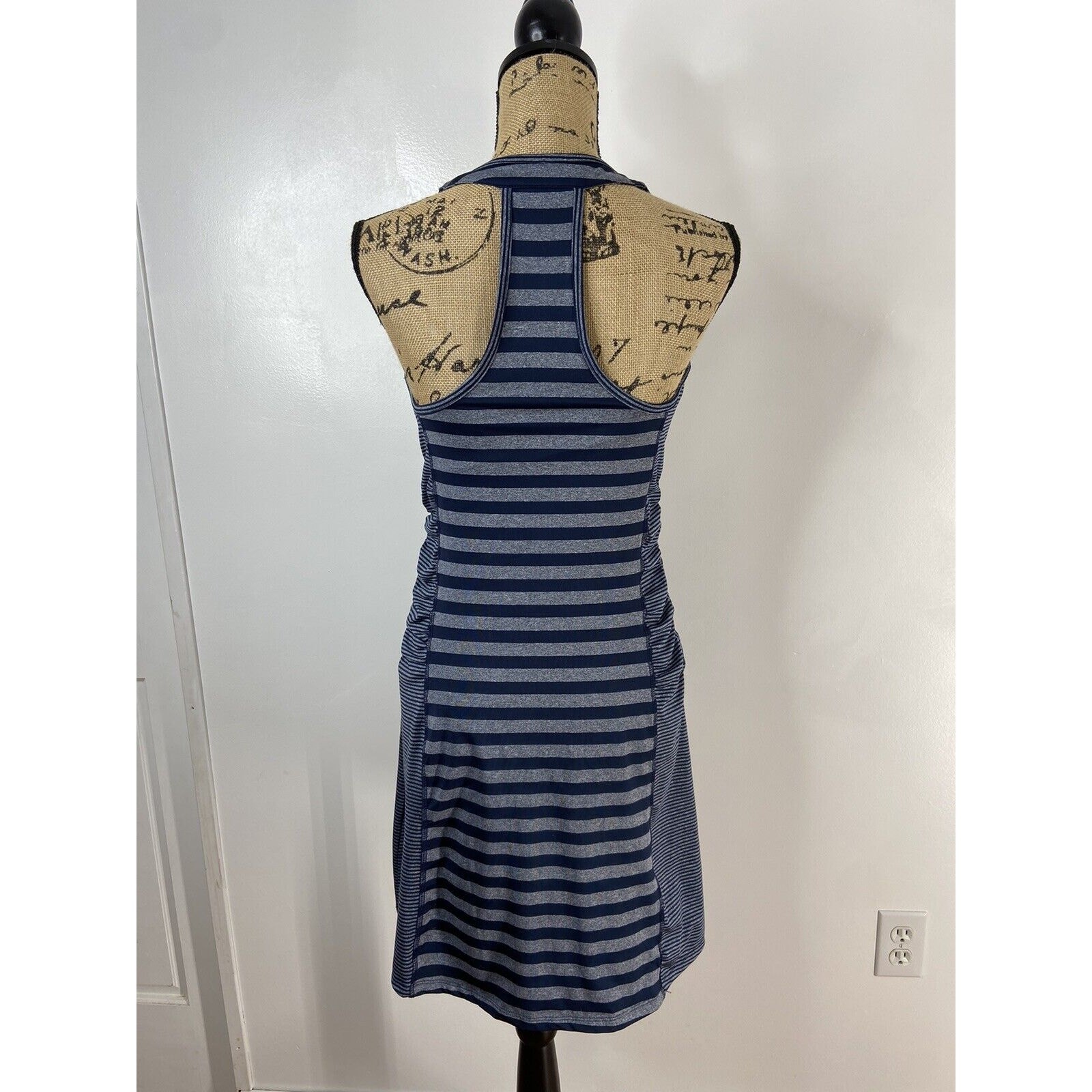 Lola by AFG Striped Racerback Athletic Dress Bodycon Women’s Medium Ruched Sides