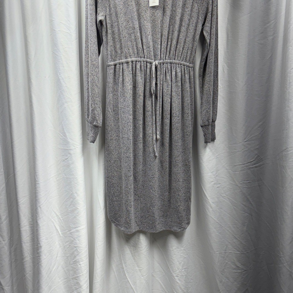 Motherhood Maternity NWT Gray Knit Drawstring Waist Long Sleeve Midi Dress