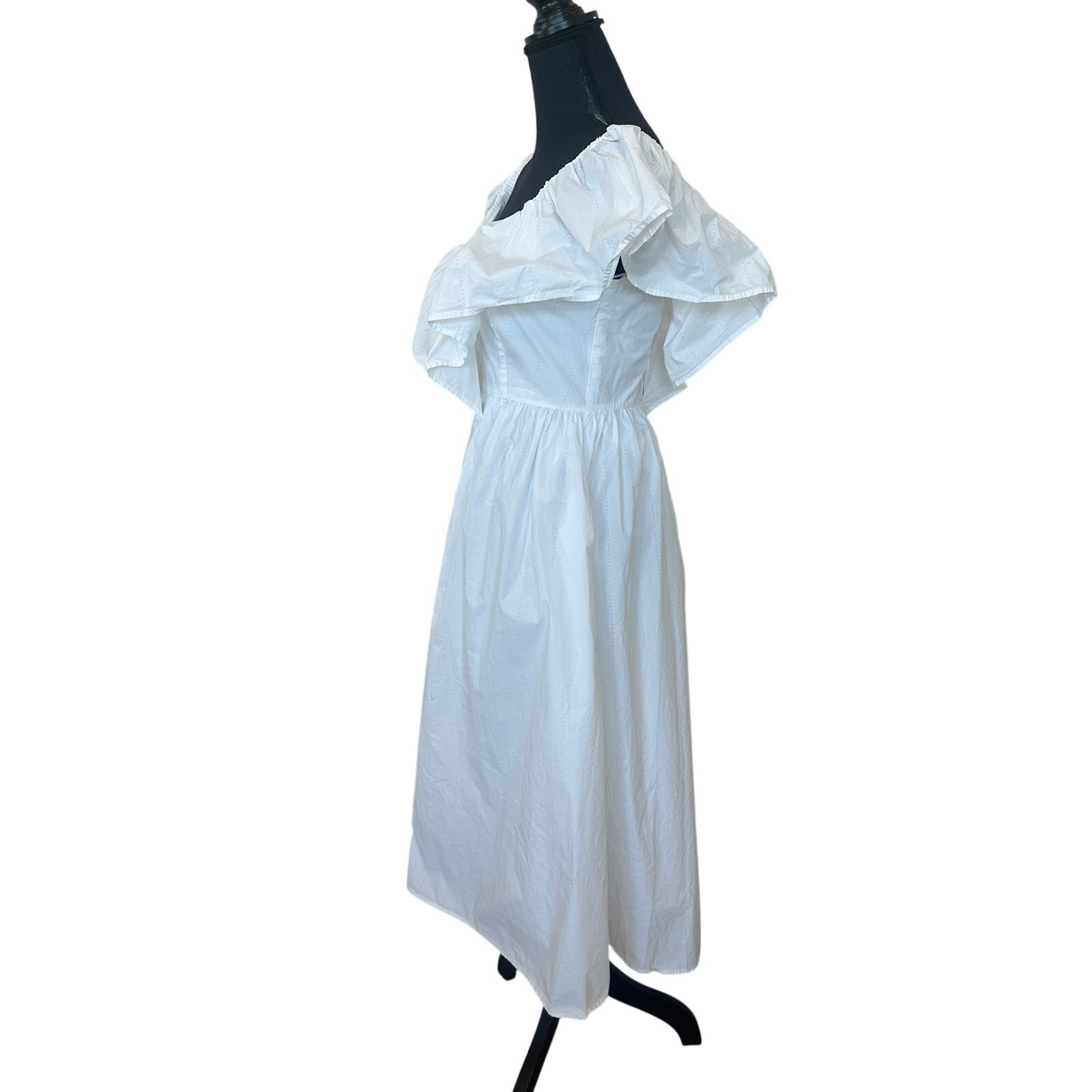 Adam Lippes White Midi Dress SIZE 4 Cottage Cotton Sundress Party Designer $430