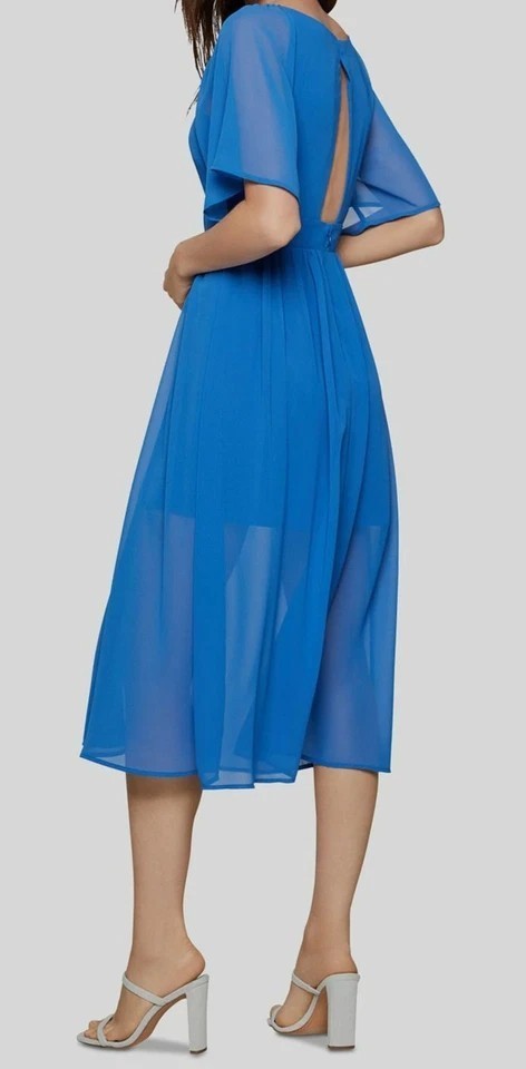 $118 BCBGeneration Women’s Blue Flutter Sleeve Cutout Fit & Flare Dress Size 8