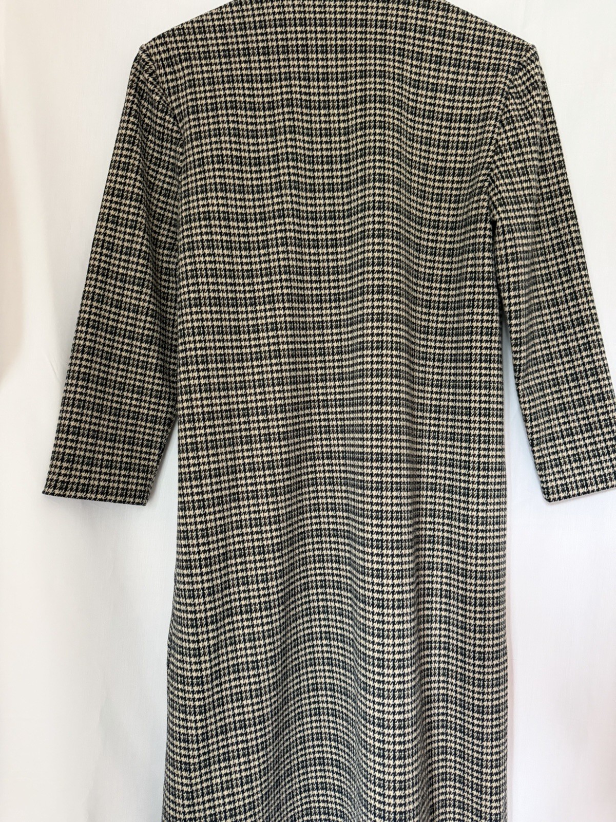 J. McLaughlin Makayla Houndstooth Brown Collared 3/4 Sleeve A-line Dress S