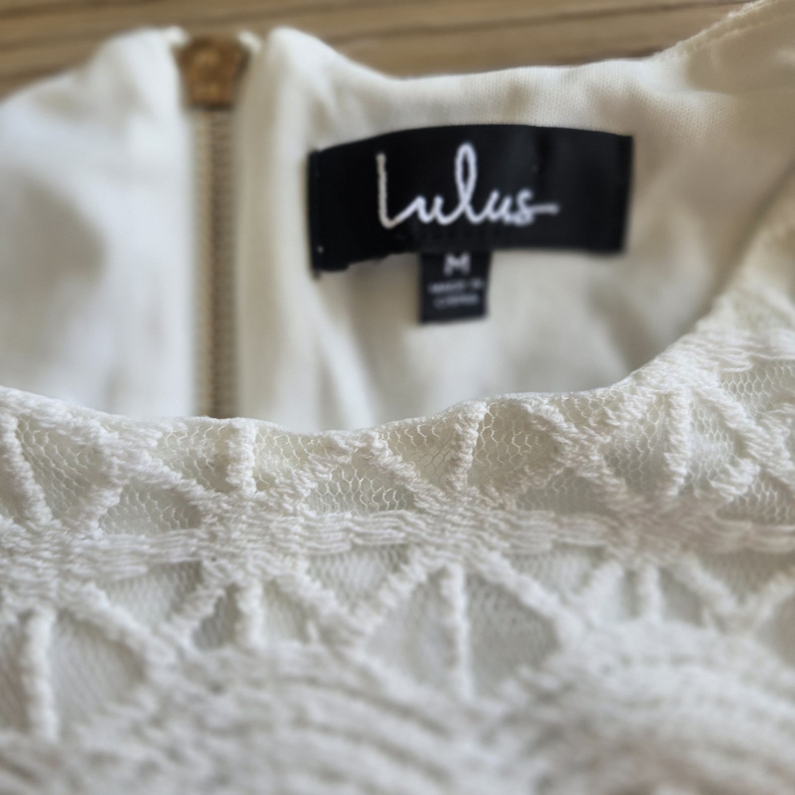 LULUS White Lace Mini Dress Short Sleeve Boho Bridal Shower Graduation Size M
