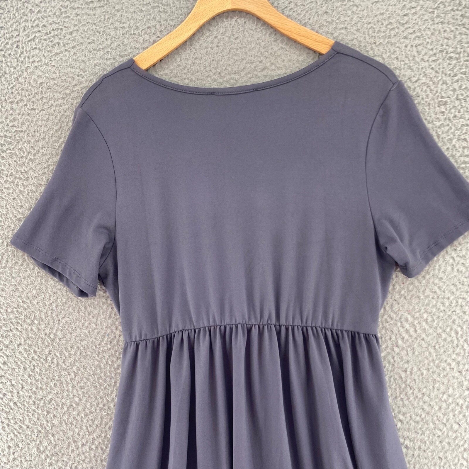 Shop Basic USA Dress Women Medium Gray Blouson Empire Surplice Short Sleeve NWT