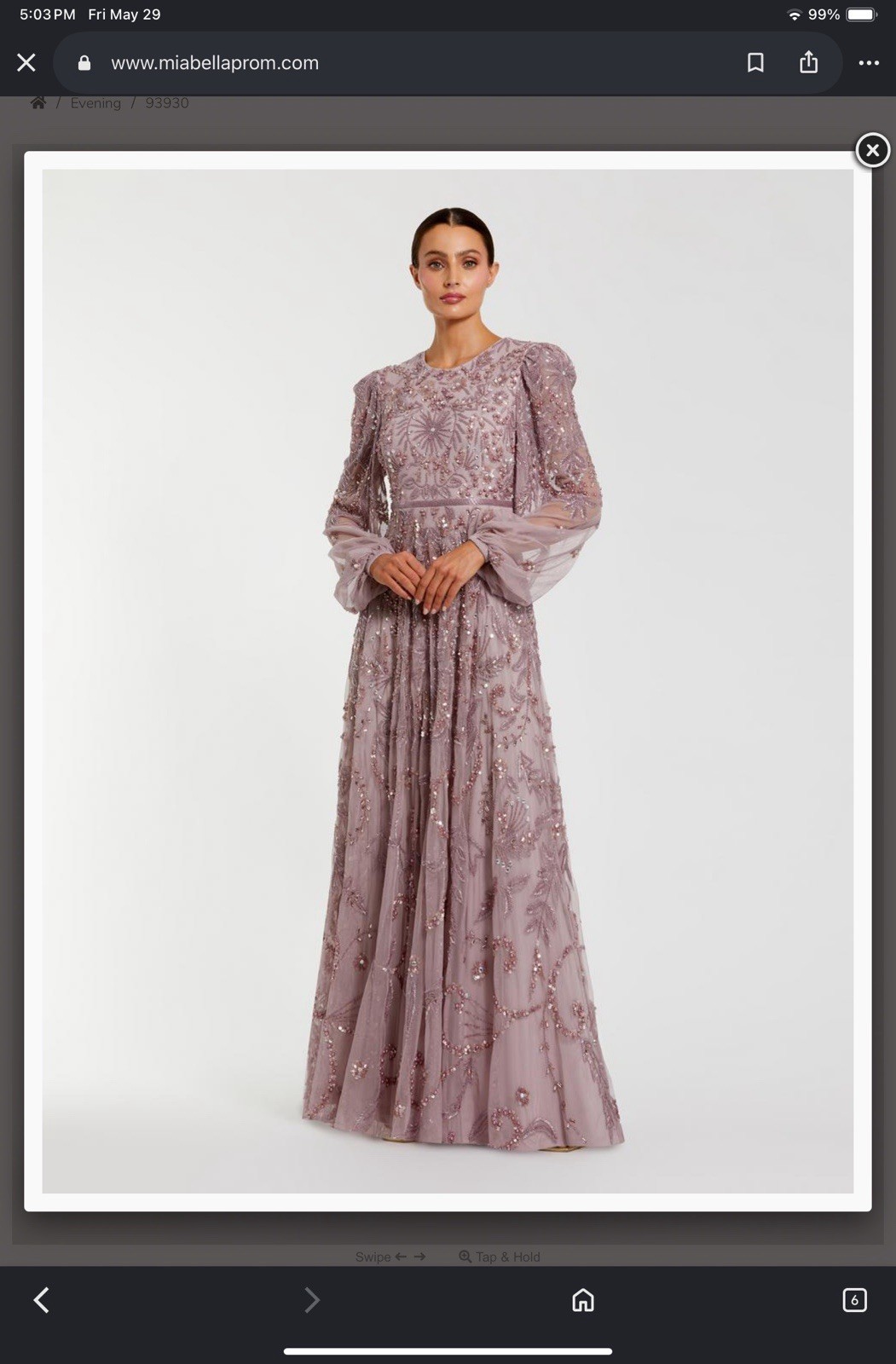 MAC DUGGAL 93930 Purple Puff Sleeve Embellished A Line Gown Dress Size 14