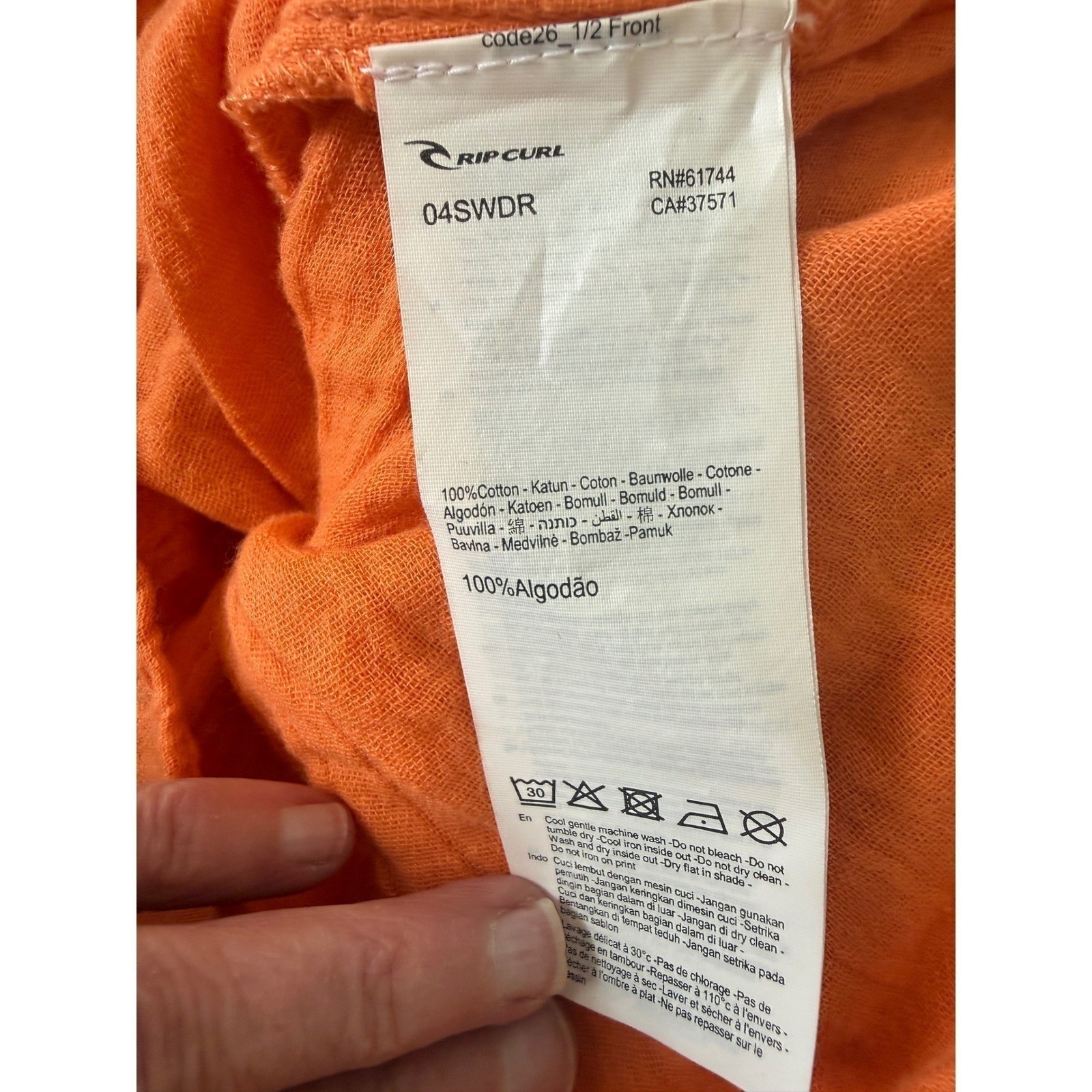 RIP CURL Premium Surf Strapless Maxi Dress – Orange Size XL Summer Beach Surf