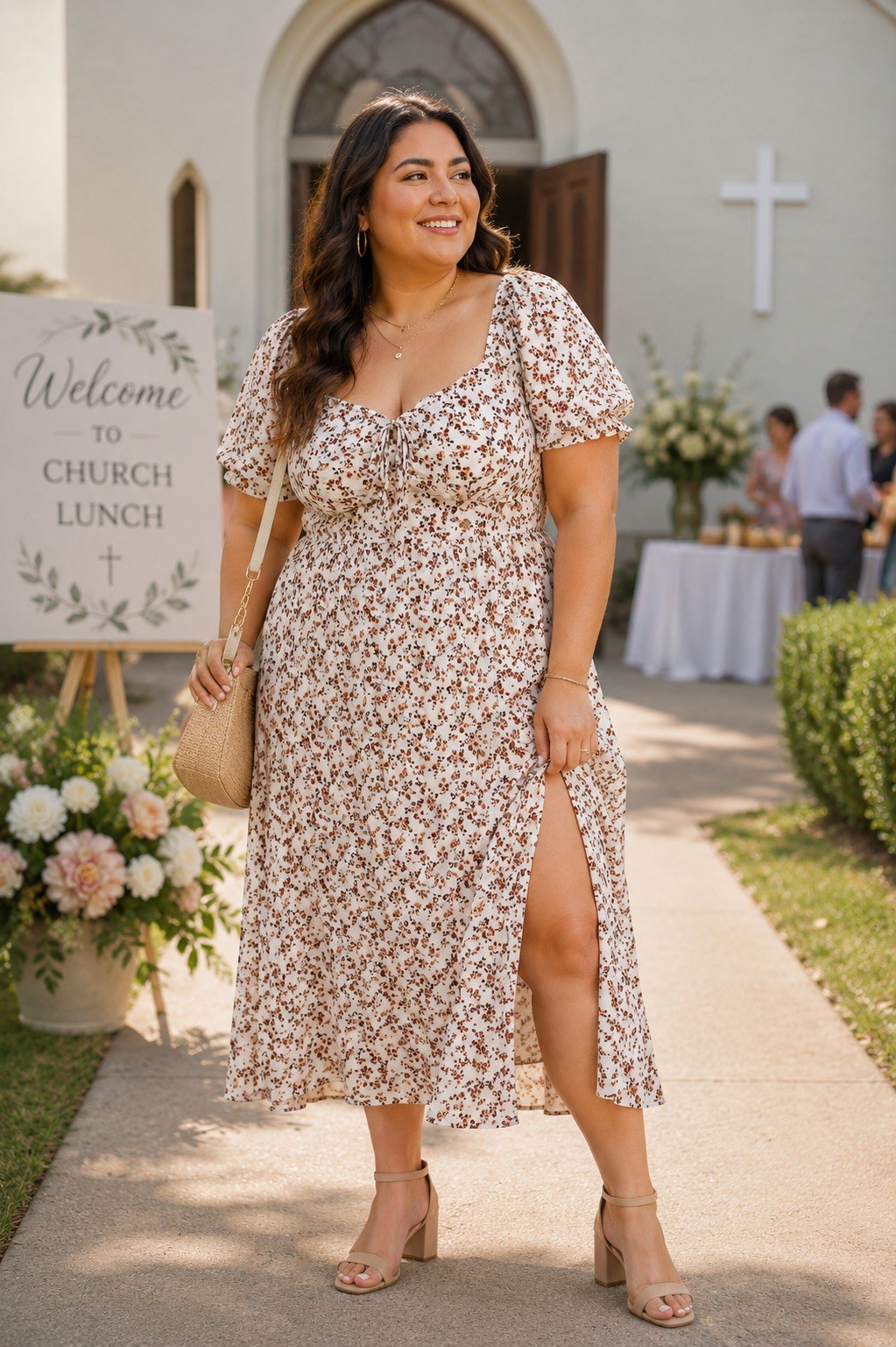 Madden Girl Floral Maxi Dress 2xl Smocked Puff Sleeve Cottagecore Flowy Women