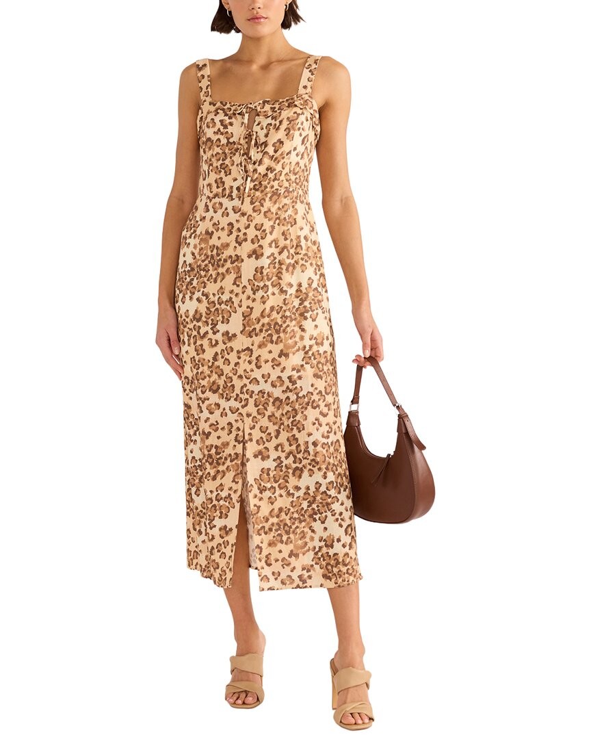 Minkpink Arden Tie Linen-Blend Midi Dress Women’s S