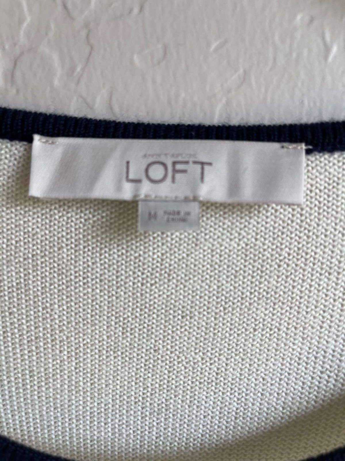 LOFT Wool Blend Striped Navy & Cream Sweater Dress Size Medium
