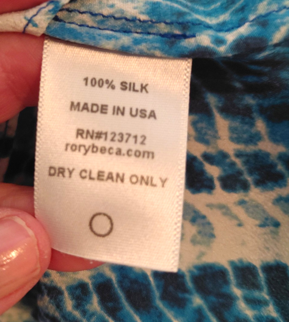 Rory Beca 100% Silk Blue Watercolor Mini Dress Tunic Womens Sz 8 Made USA