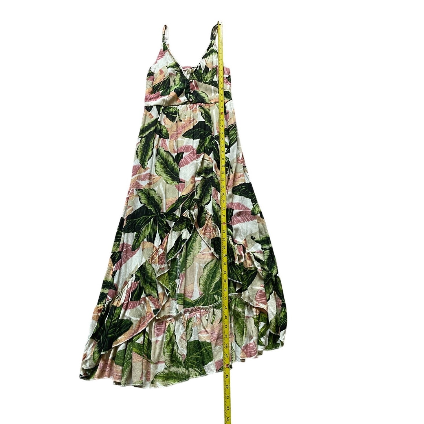 Tropical Floral High Low Maxi dress Size Medium Resort Vacation beach summer