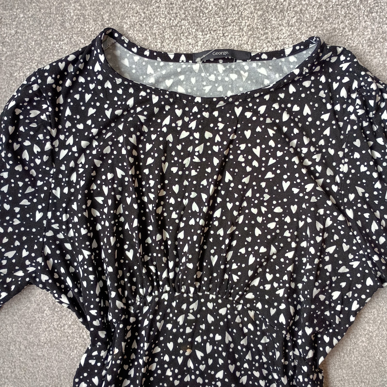 Long Black and White Heart Print Size 14 Dress by George Excellent Condition