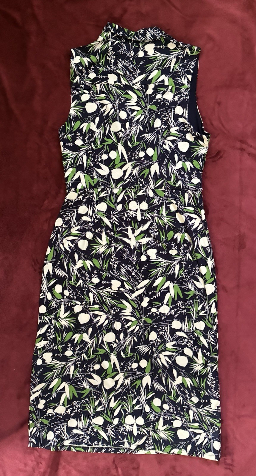 Hobbs London Nadia Sleeveless Jersey Midi Dress Collared Faux Wrap Stretchy 8