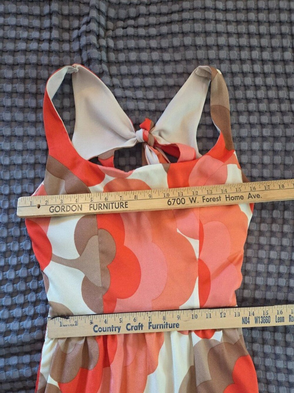 Judith March‎ Retro Orange Brown Flower Midi Dress Small