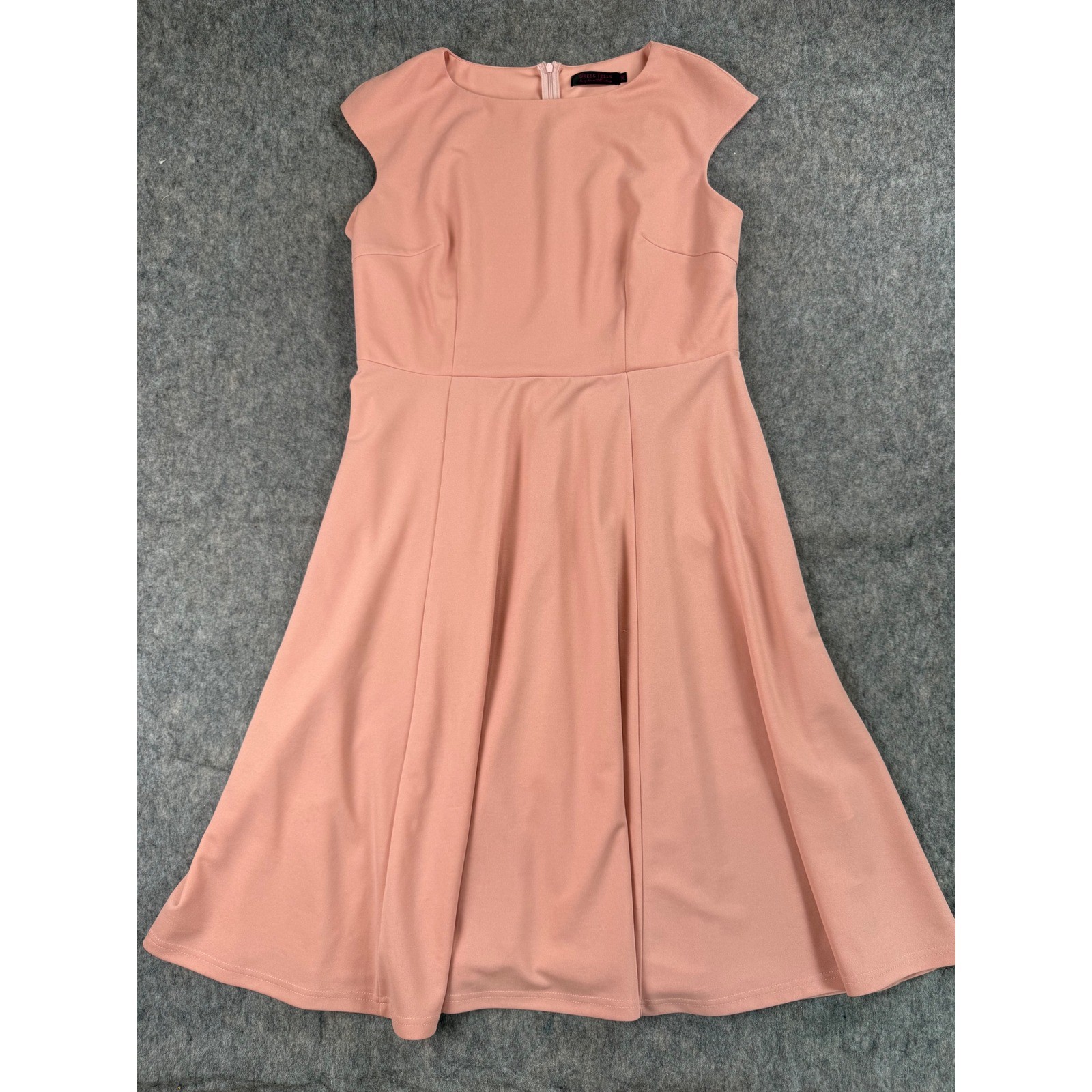 Dress Tells Peach Pink Fit and Flare Cap Sleeve A-Line Midi Dress Womens 2XL