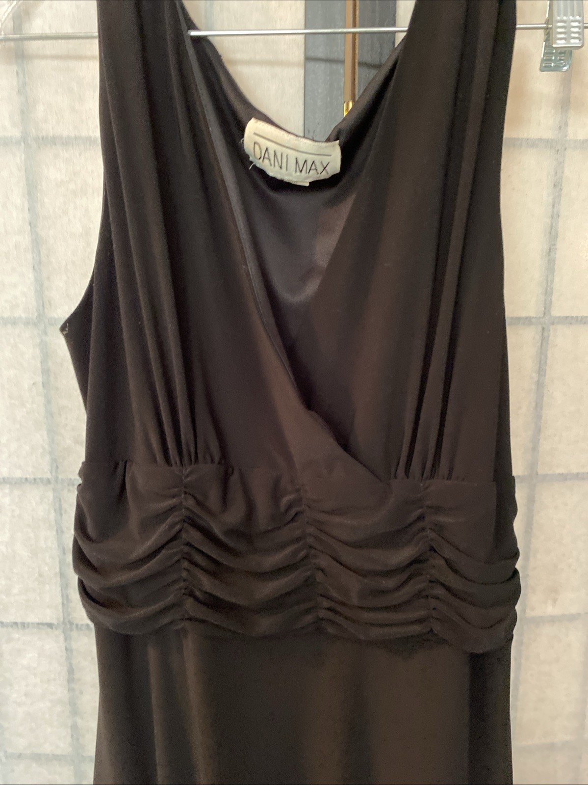 Dani Max Wom Estim M Sexy Black Assymetric Handkerchief Dress Plunging V-Neck