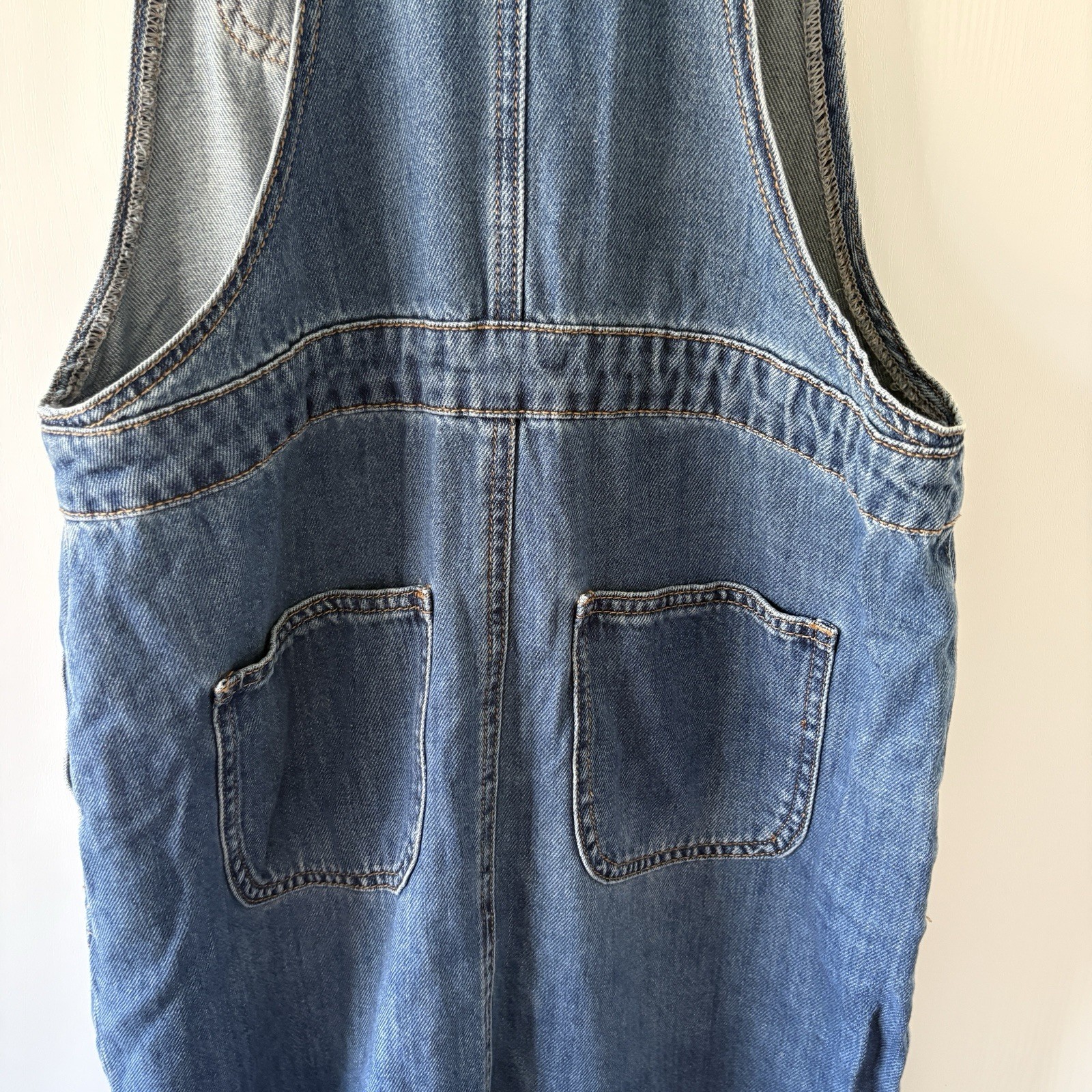 Ladies TU Short Denim Pinafore Dungaree Dress 100% Cotton UK 12 Adjustable Strap