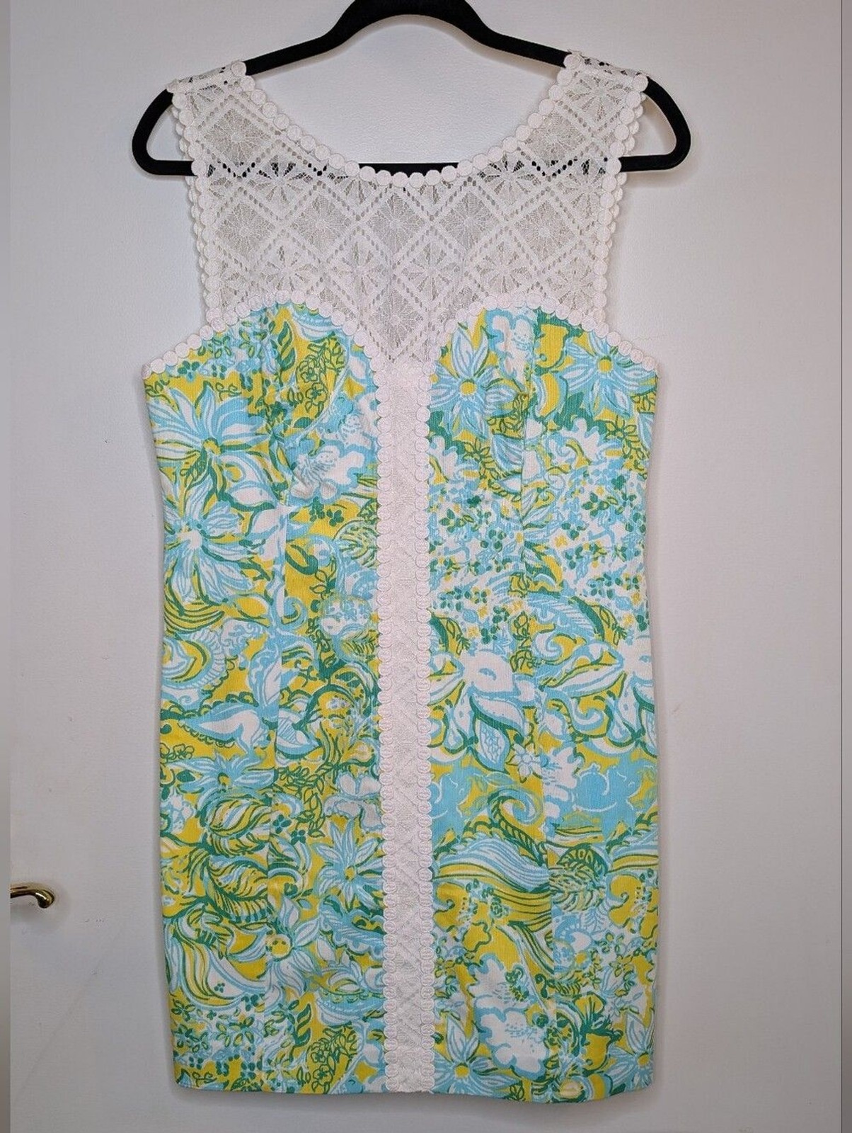 Lilly Pulitzer Sofia Lace Shift Dress Dandelion Yellow Beach Gypsies size 8