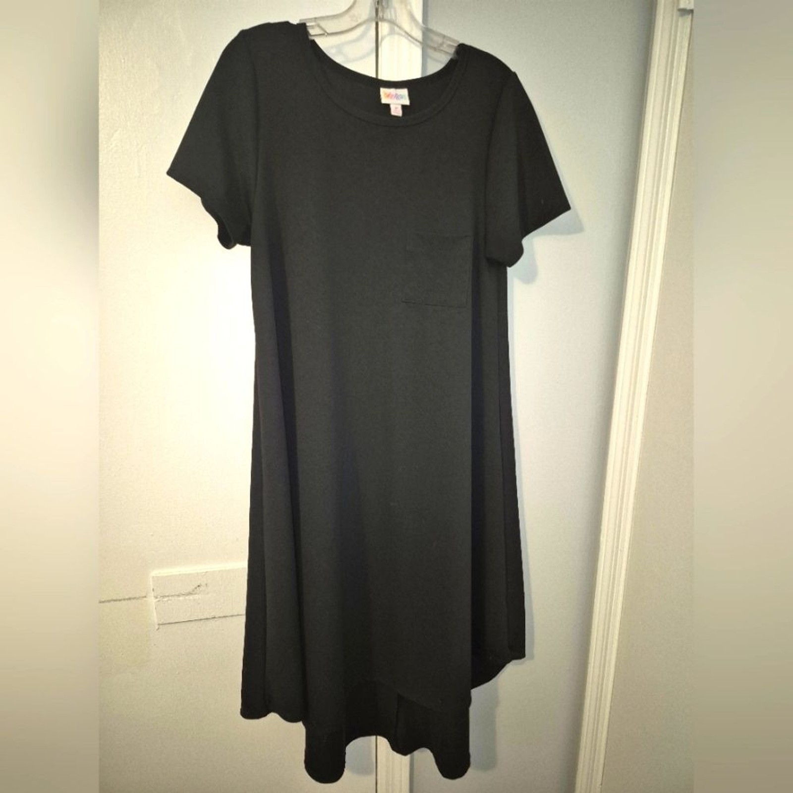 LuLaRoe Size M Carly Black Mini Dress With Subtle Quilted Pattern