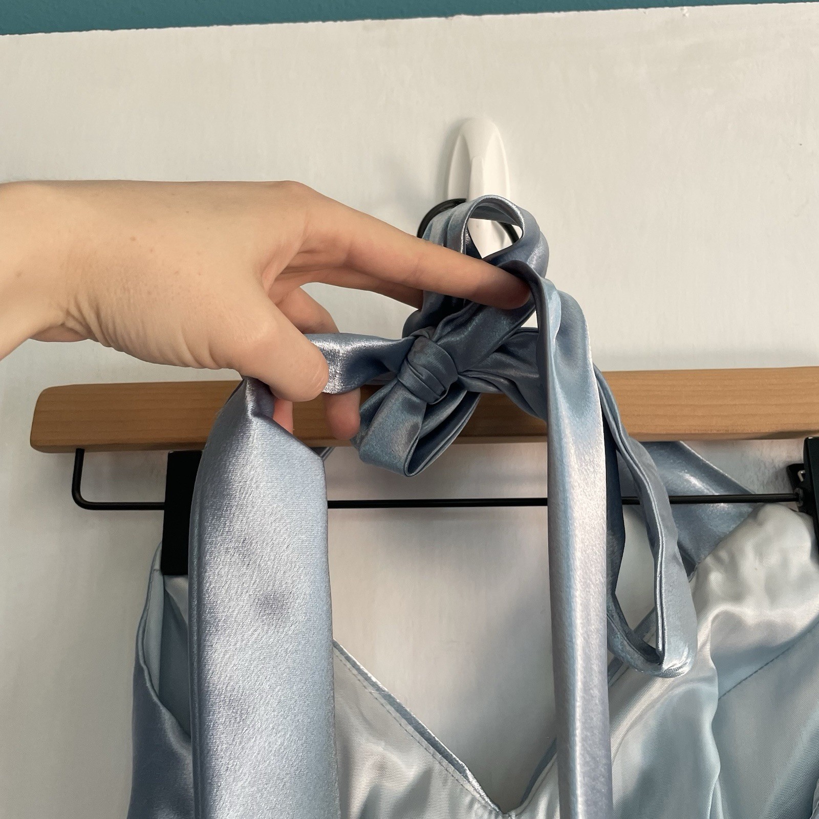 NWT Vintage Jessica McClintock for Gunne Sax Dress Light Blue Satin Halter Sz 6