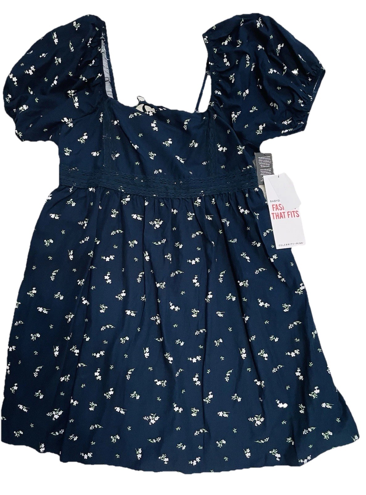 NWT Celebrity Pink Floral Blue Mini Dress Size Large Fully Lined NEW