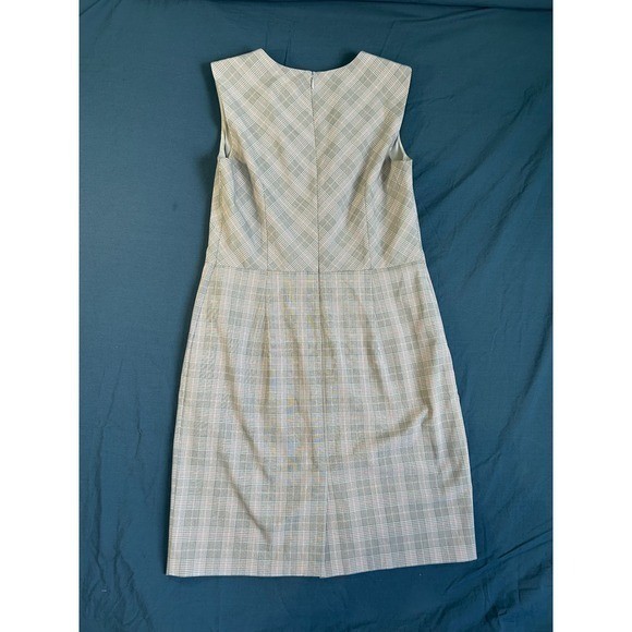 Ann Taylor Grey Plaid Faux Wrap Sheath Dress Sleeveless Professional Size 12