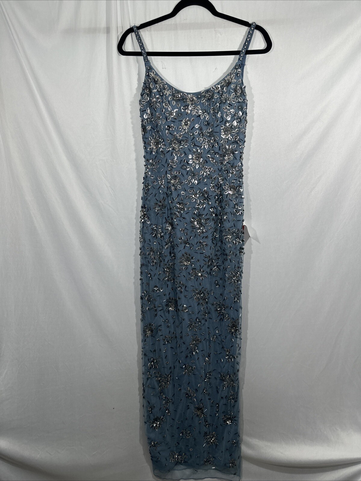 NEW Mac Duggal [ 4 ] 5477 Floral Embellished Scoop Neck Gown in Slate Grey #J278