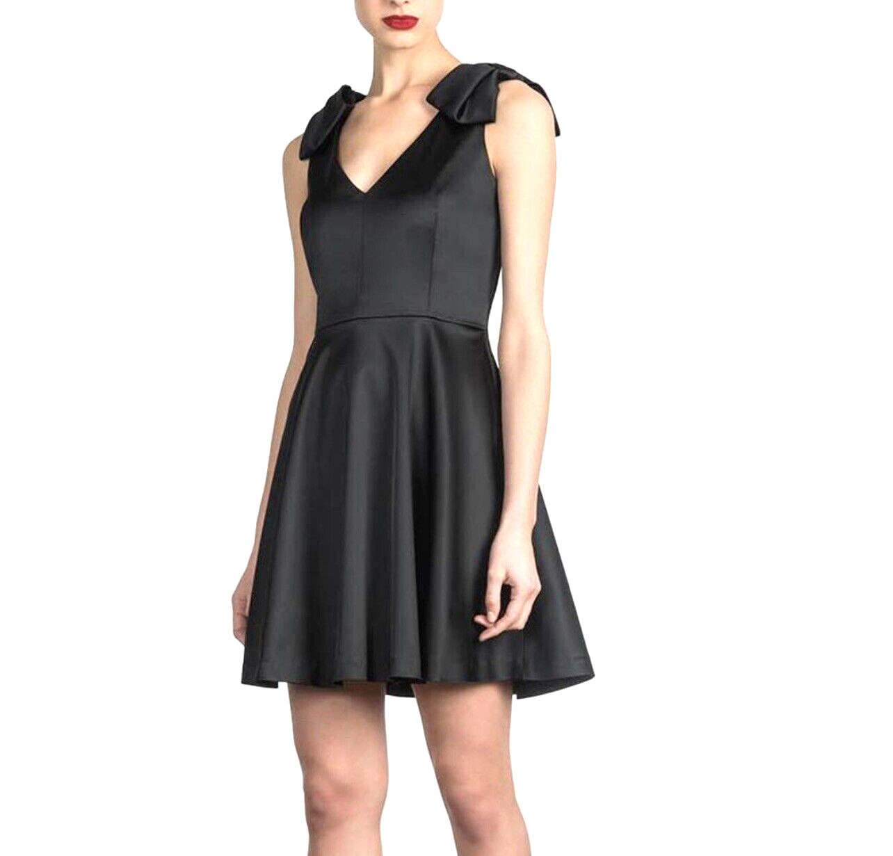 Shoshanna Dress Womens 4 Midnight Bow Shoulder Lolita y2k Quiet Luxury Audrey