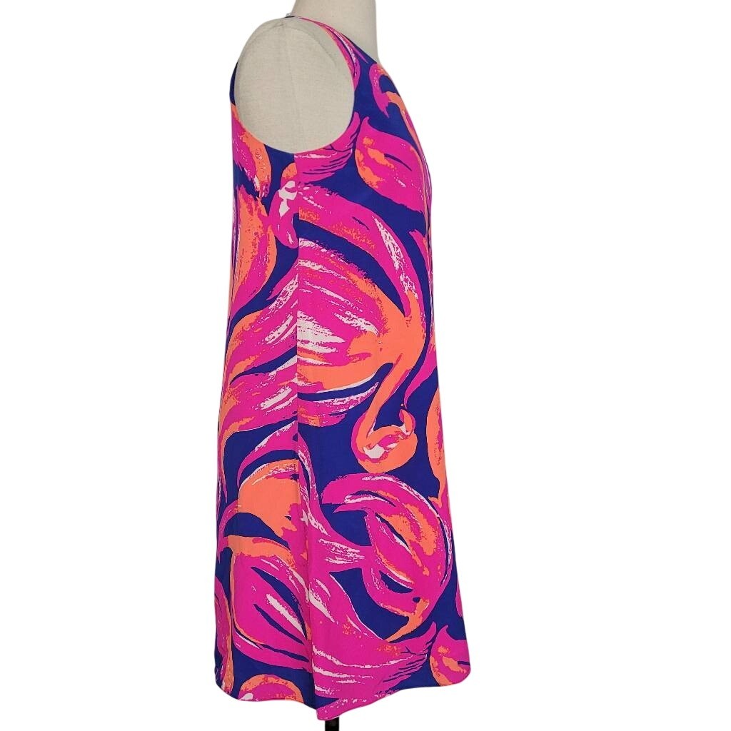 Lilly Pulitzer Jackie Shift Dress Sz XS 100% Silk Bomber Blue Plume Blume 23198