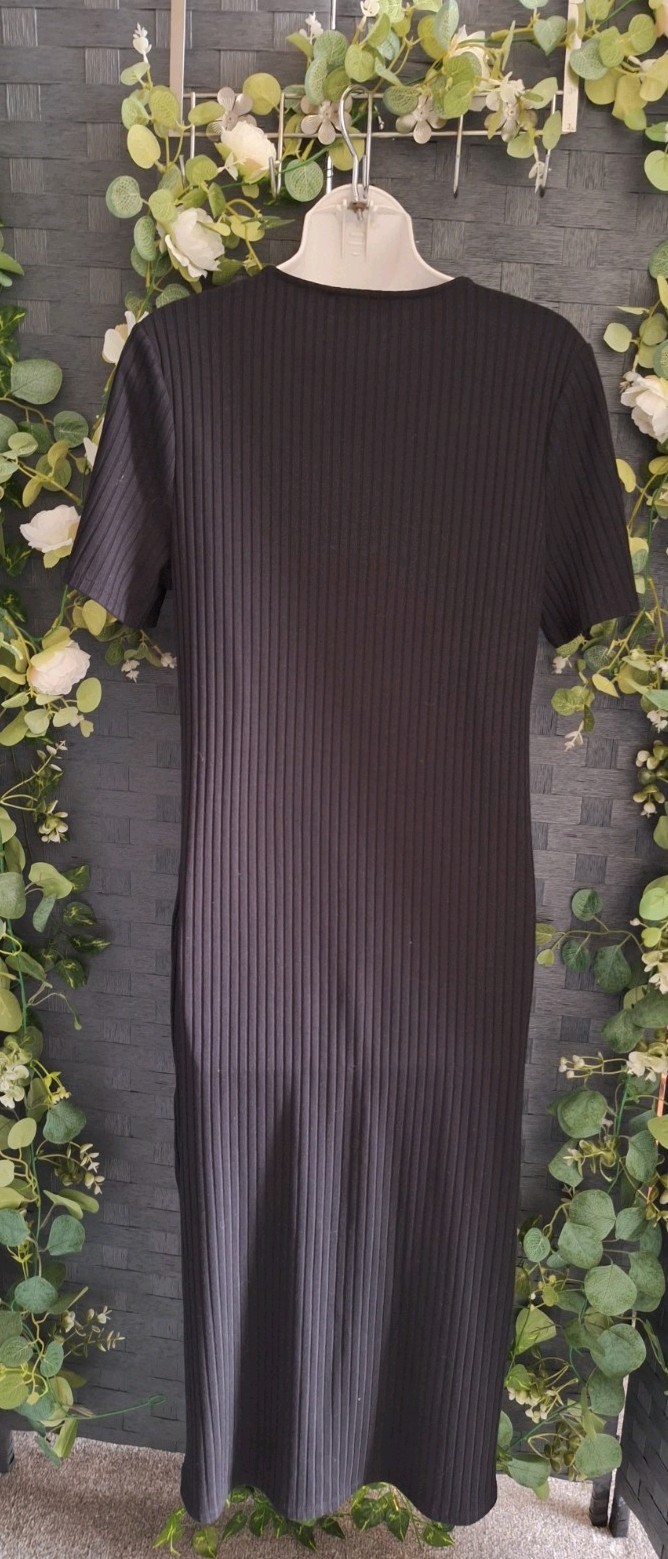 black stretch ribbed autumn winter midi dress uk 16/ 18 immaculate worn once