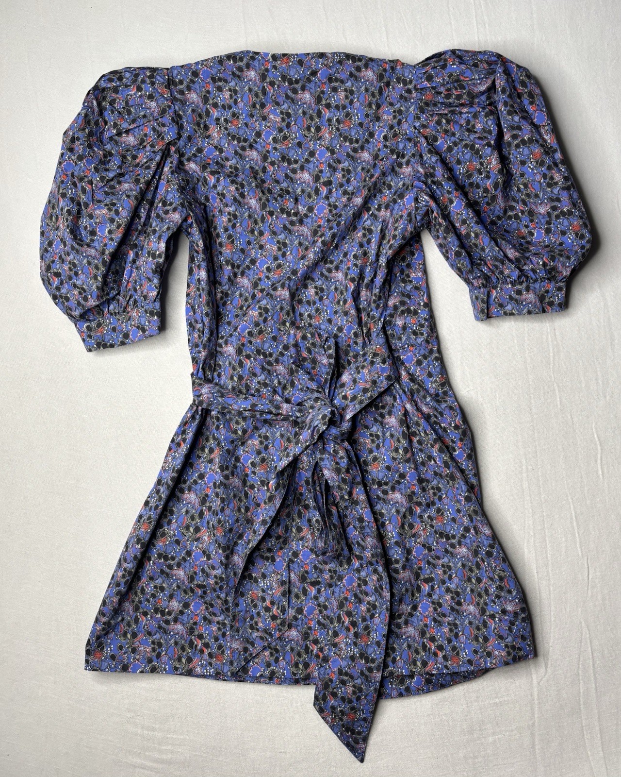 Hunter Bell The Hampton Dress In Geo Bloom Print Size XS Puff Shoulder Wrap