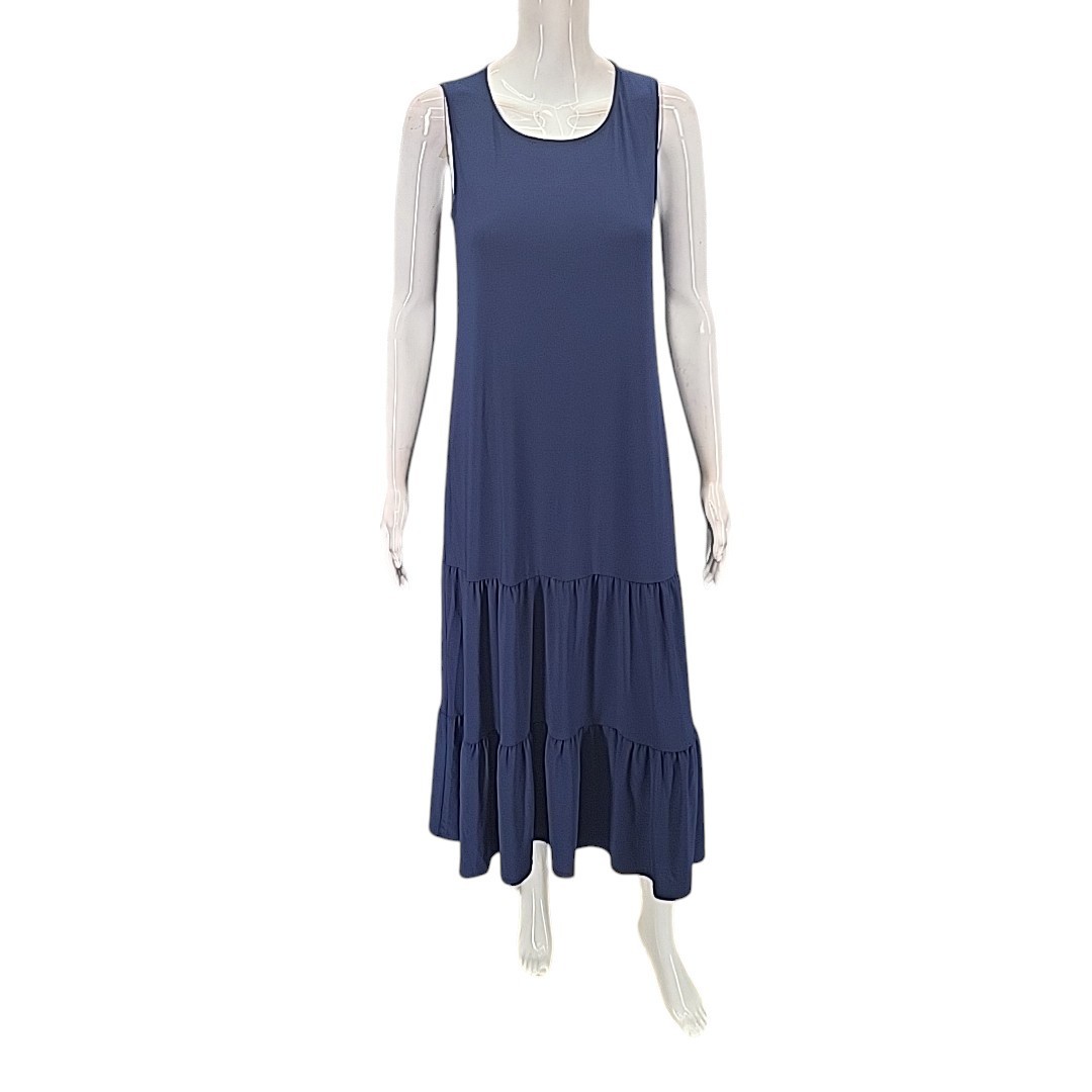 Kate and Mallory Womens Everyday Evening Sleeveless Dress w Belt Small Size Navy