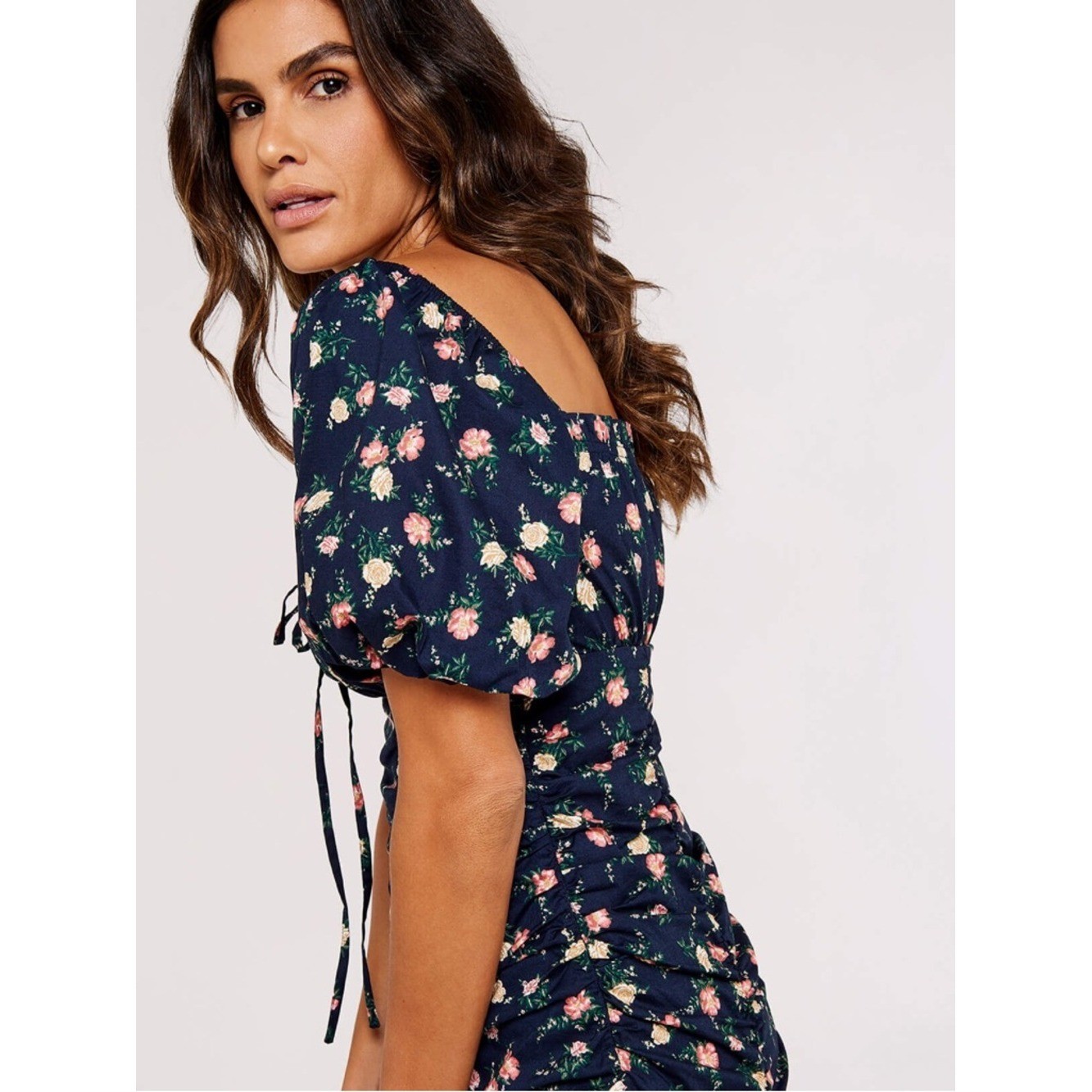 Apricot Milkmaid Dress Cottagecore Smocked Floral Mini Dress Size Large NWT