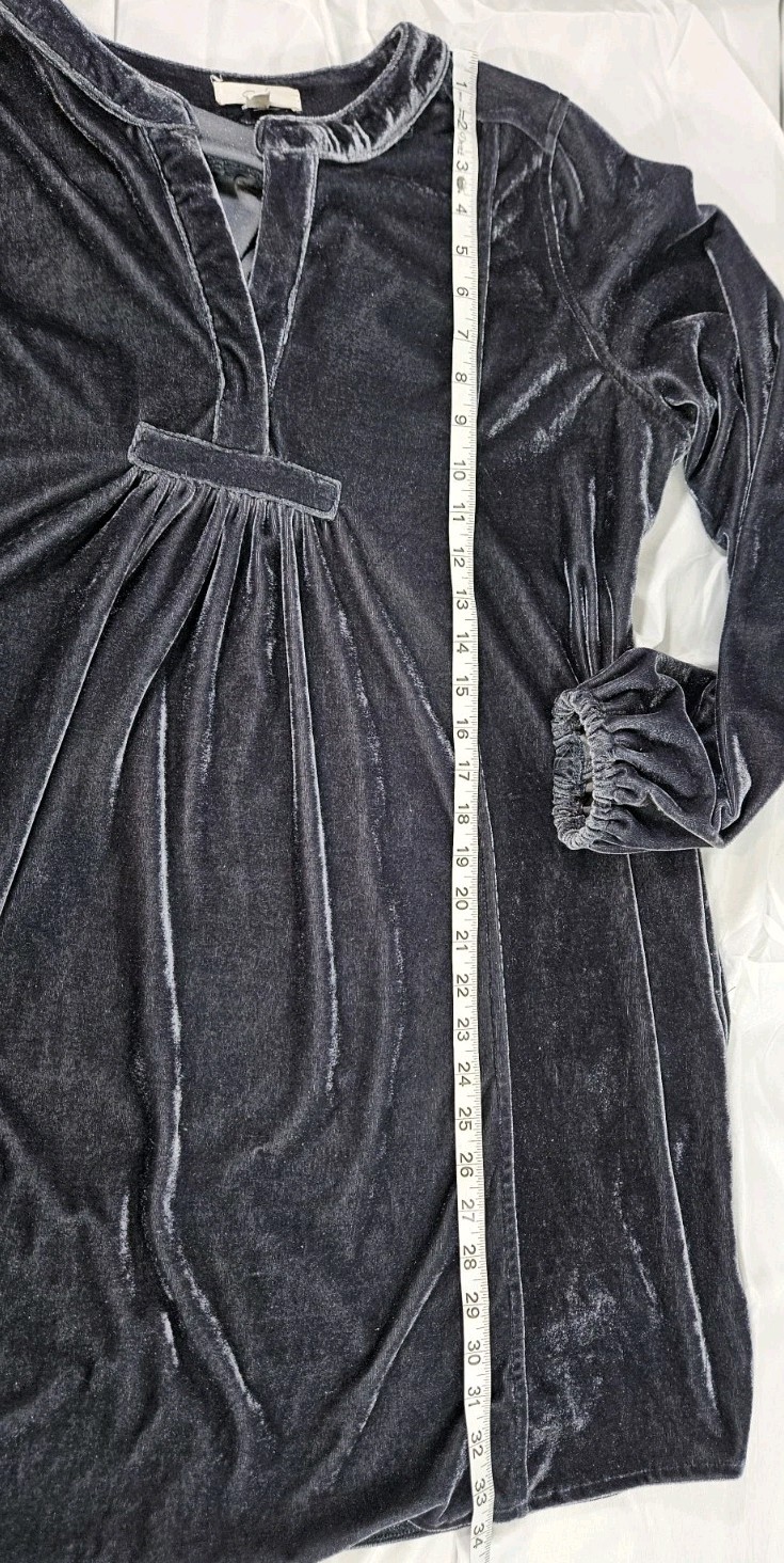 Easel La Oversized Blue Gray Soft Velvet Boho Tunic/Dress Size Medium