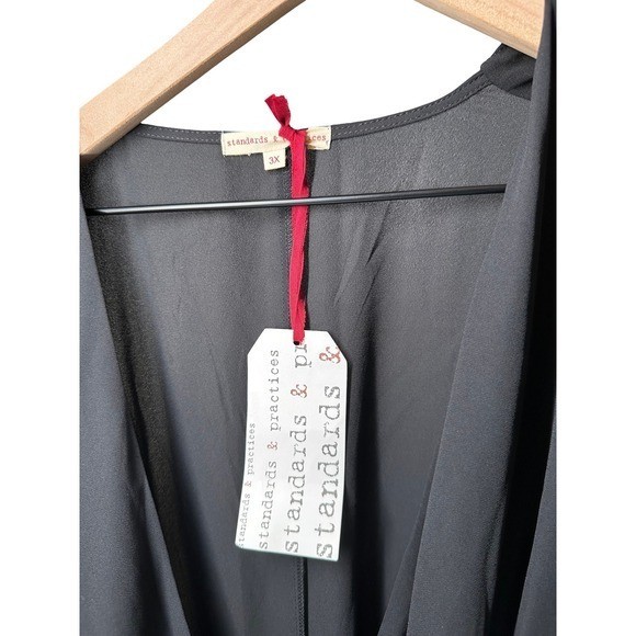 Standards & Practices 3X Black Kimono Wrap Dress NWT