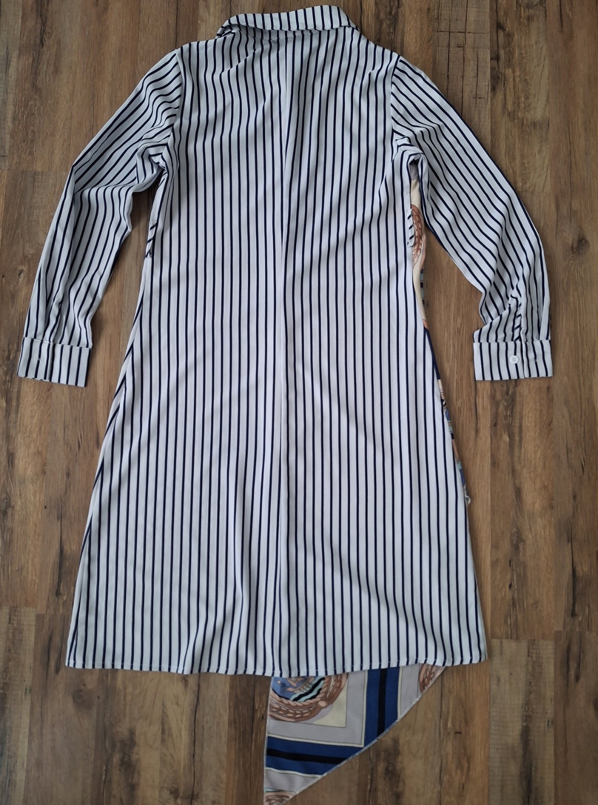 CAMELLIA By Affection Blue White Striped Multi Color Shirt Dress Nautical Small