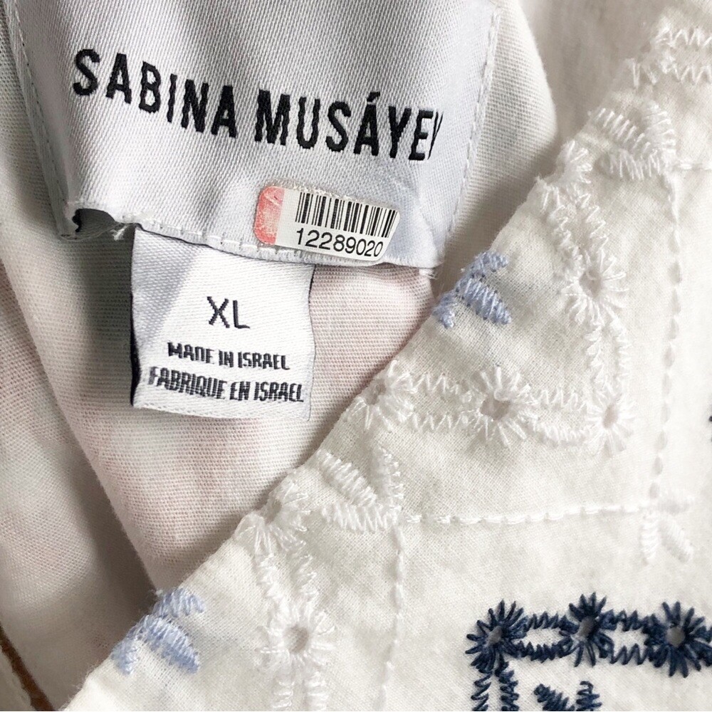 Sabina Musayev White Zig Zigzag Embroidered Fiji Dress With Pockets