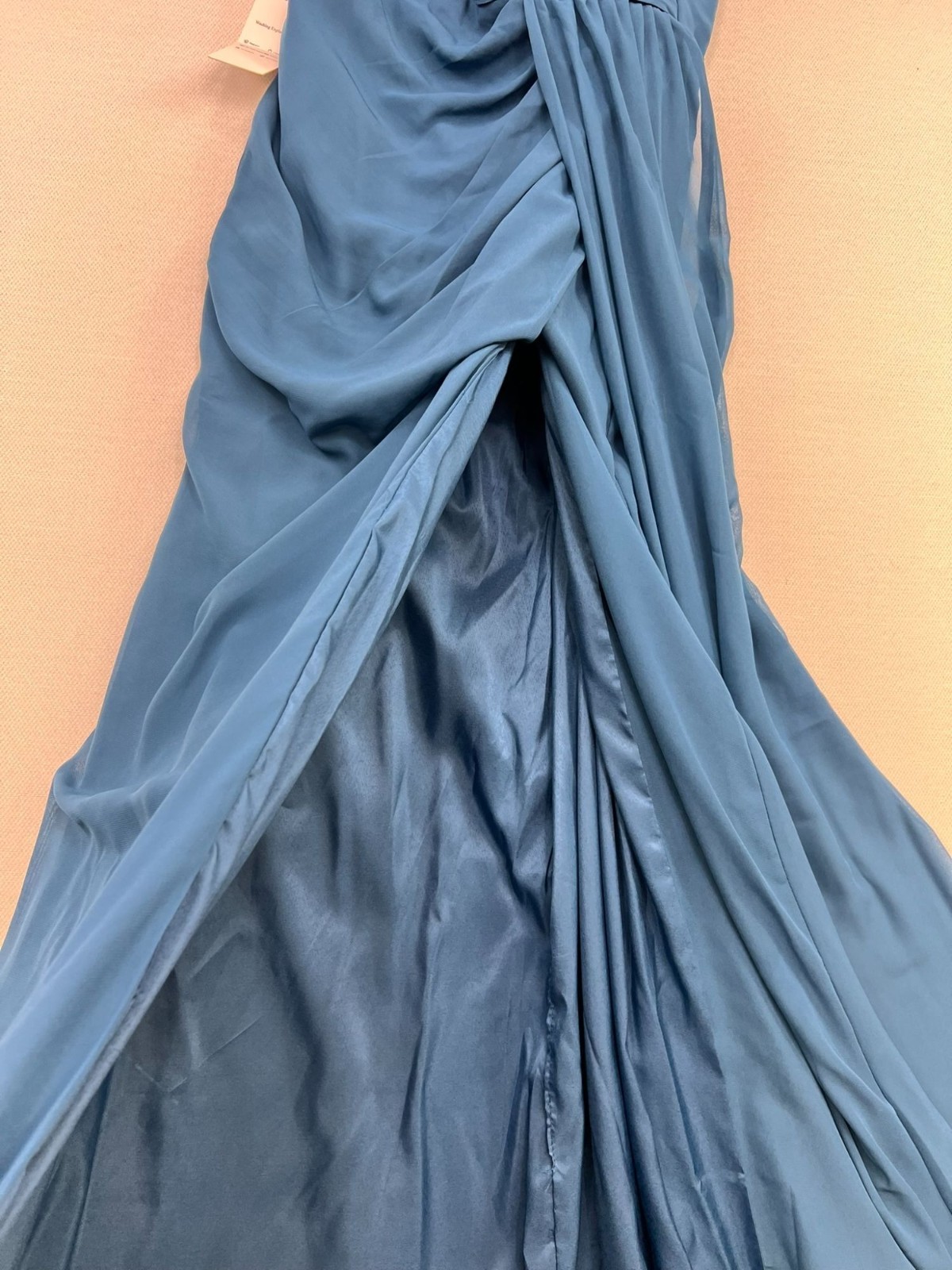 Wear Your Love Womens Chiffon Maxi Bridesmaid Dress One-Shoulder Size 10 Blue