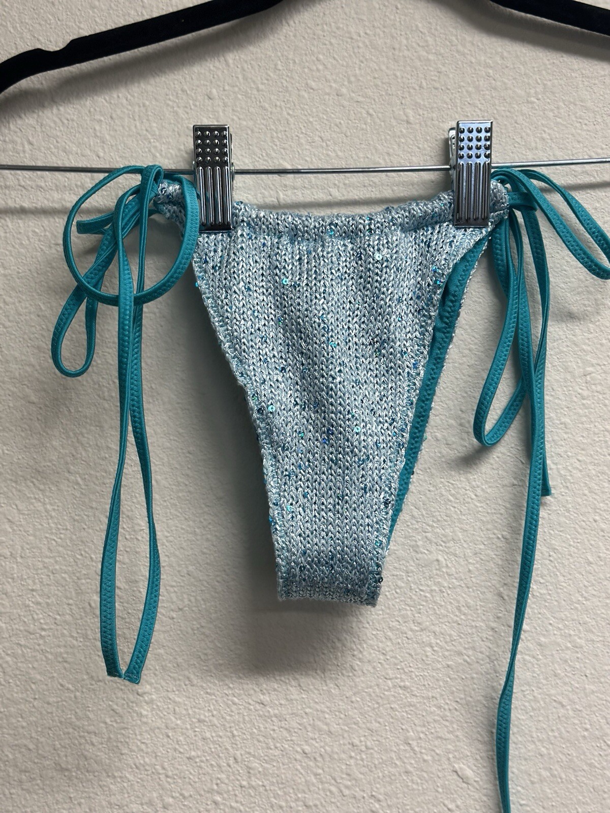 NWOT Asta Resort Lio Bikini Bottom- Blue Sequin – Size: Small.
