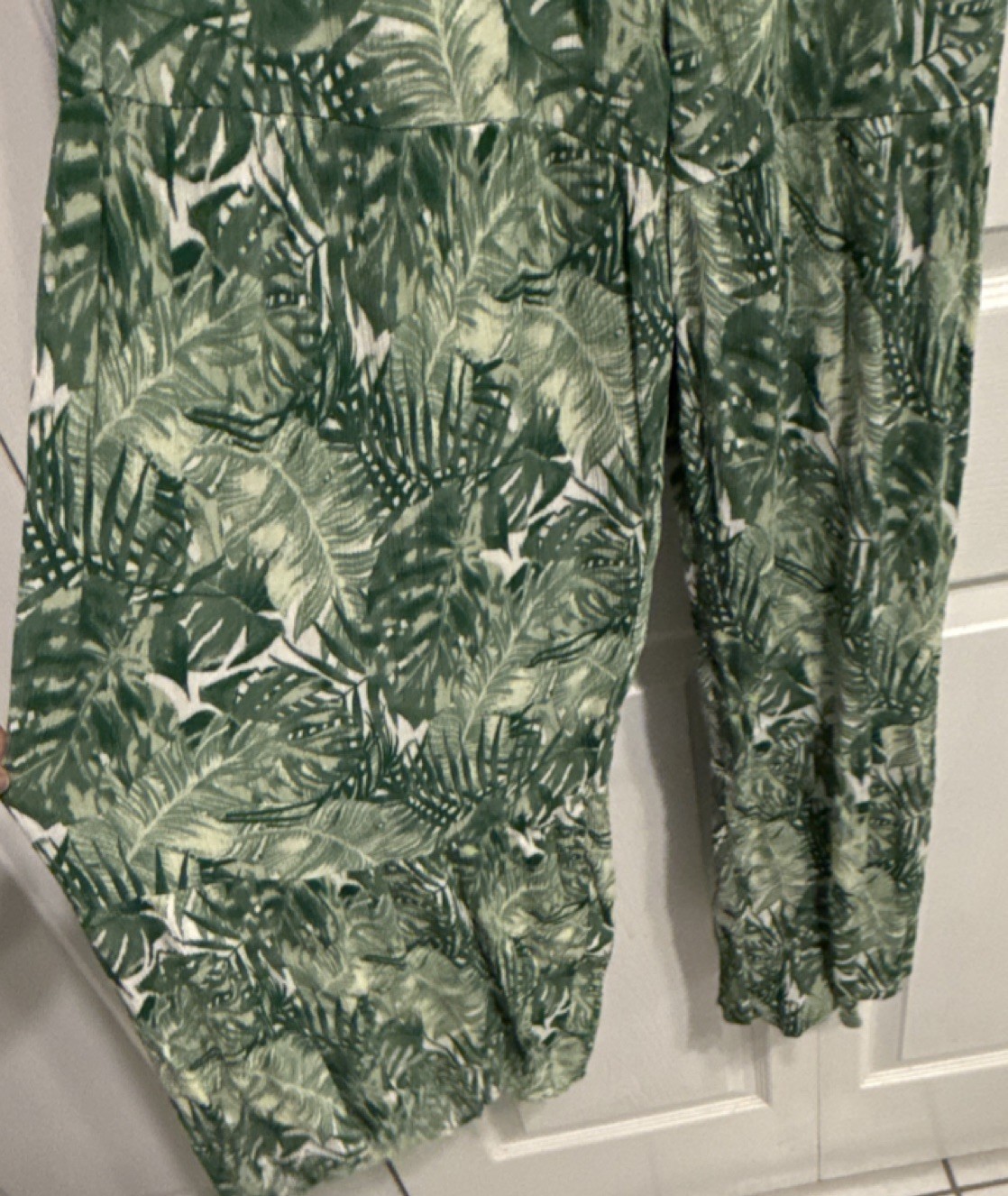 Justily Green Palm leaves Tie Front Cut Out Maxi Dress 100% Rayon Size M