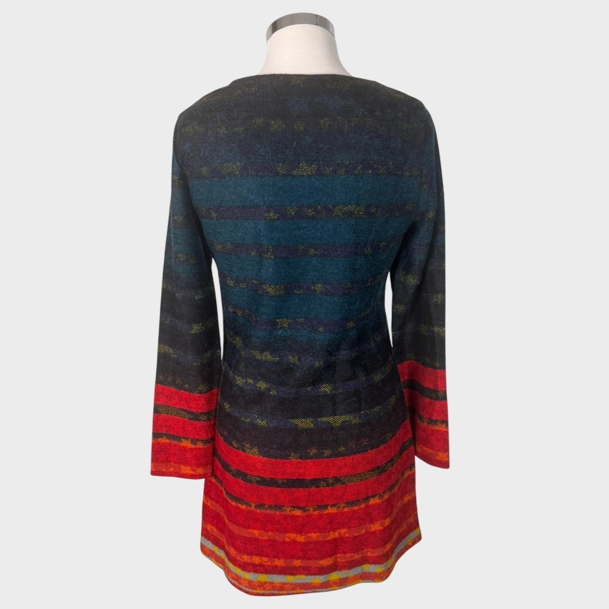 Radzoli Small Acrylic Wool Polyester Long Sleeve Sweater Dress Green Red