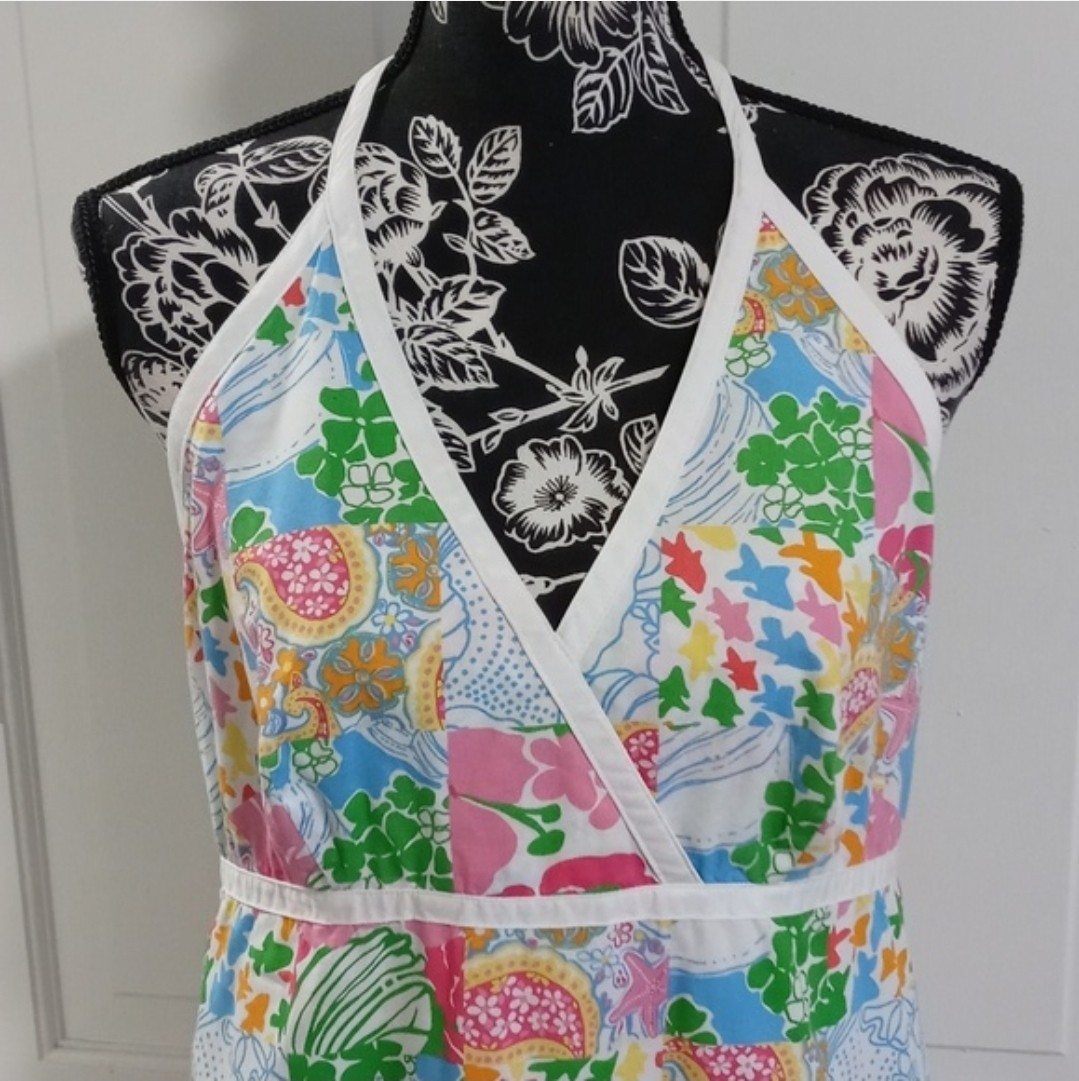 💐SIZE 8 HTF/VTG Lilly Pulitzer💐 – Multi Patchwork Halter Tie Dress