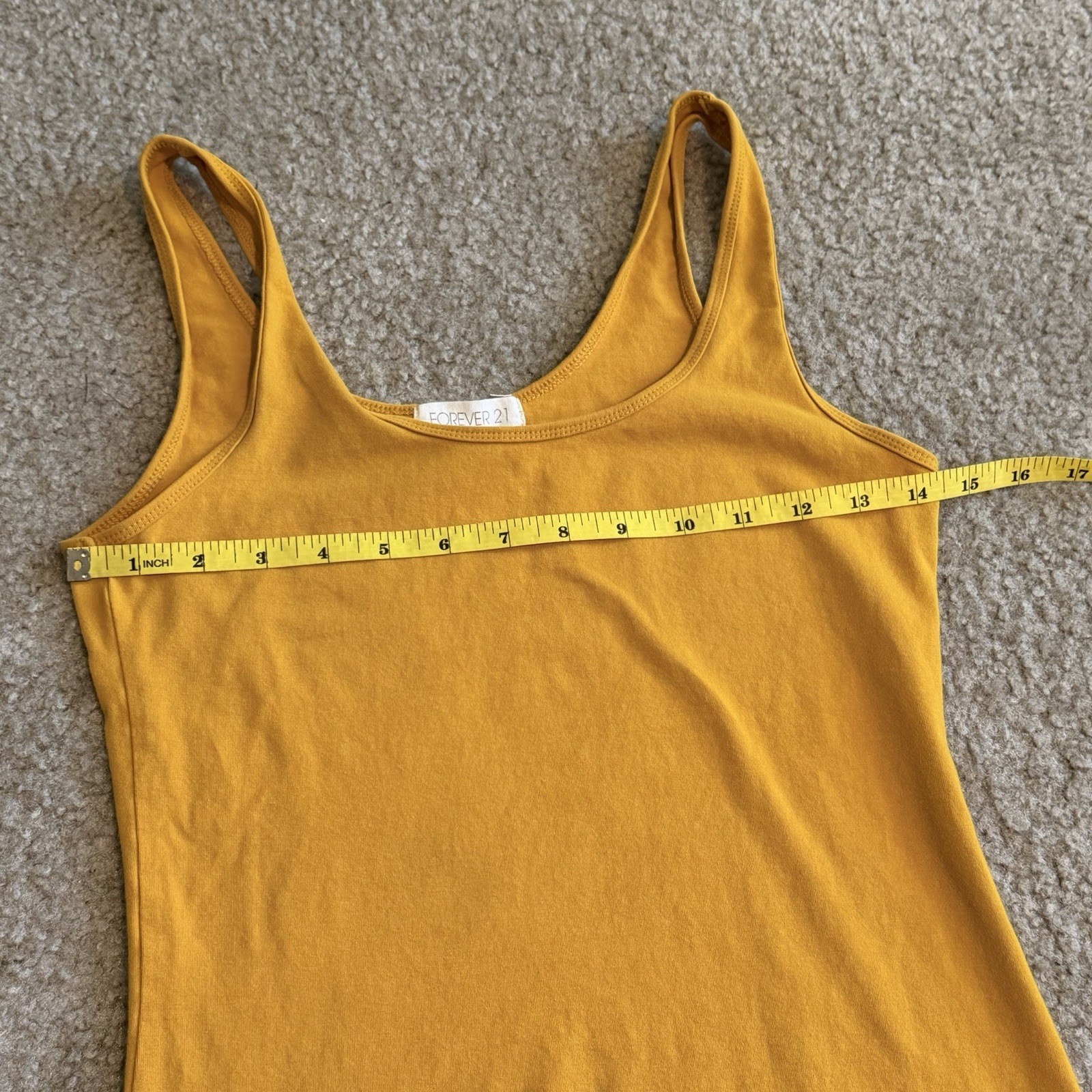 Forever 21 Yellow Solid Scoop Neck Strappy Tank Bodycon Knit Dress S Stretch