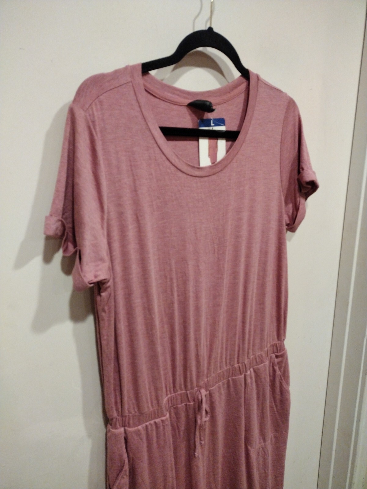 32 Degrees Cool NWT Women’s Knit Heathered Pink Mini T Shirt Dress Sz L-Travel