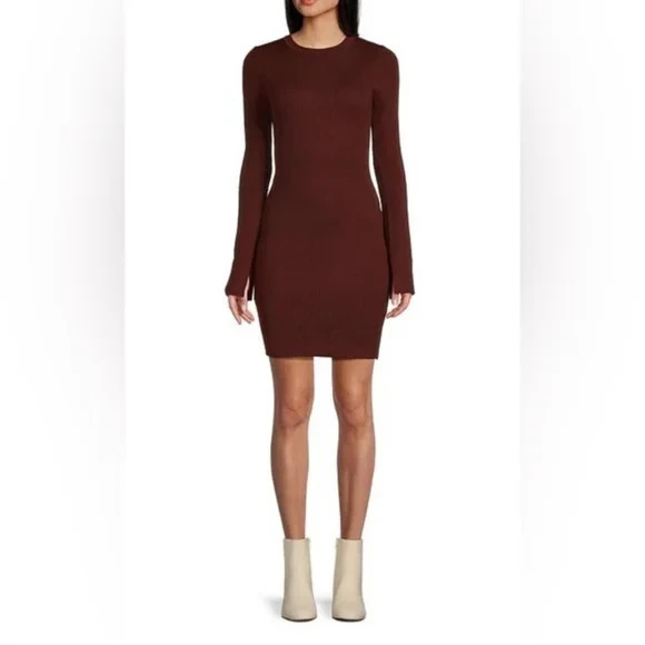 NWT Womens Elegant Gianni Bini Ribbed Sweater Dress winter spring XL maroon