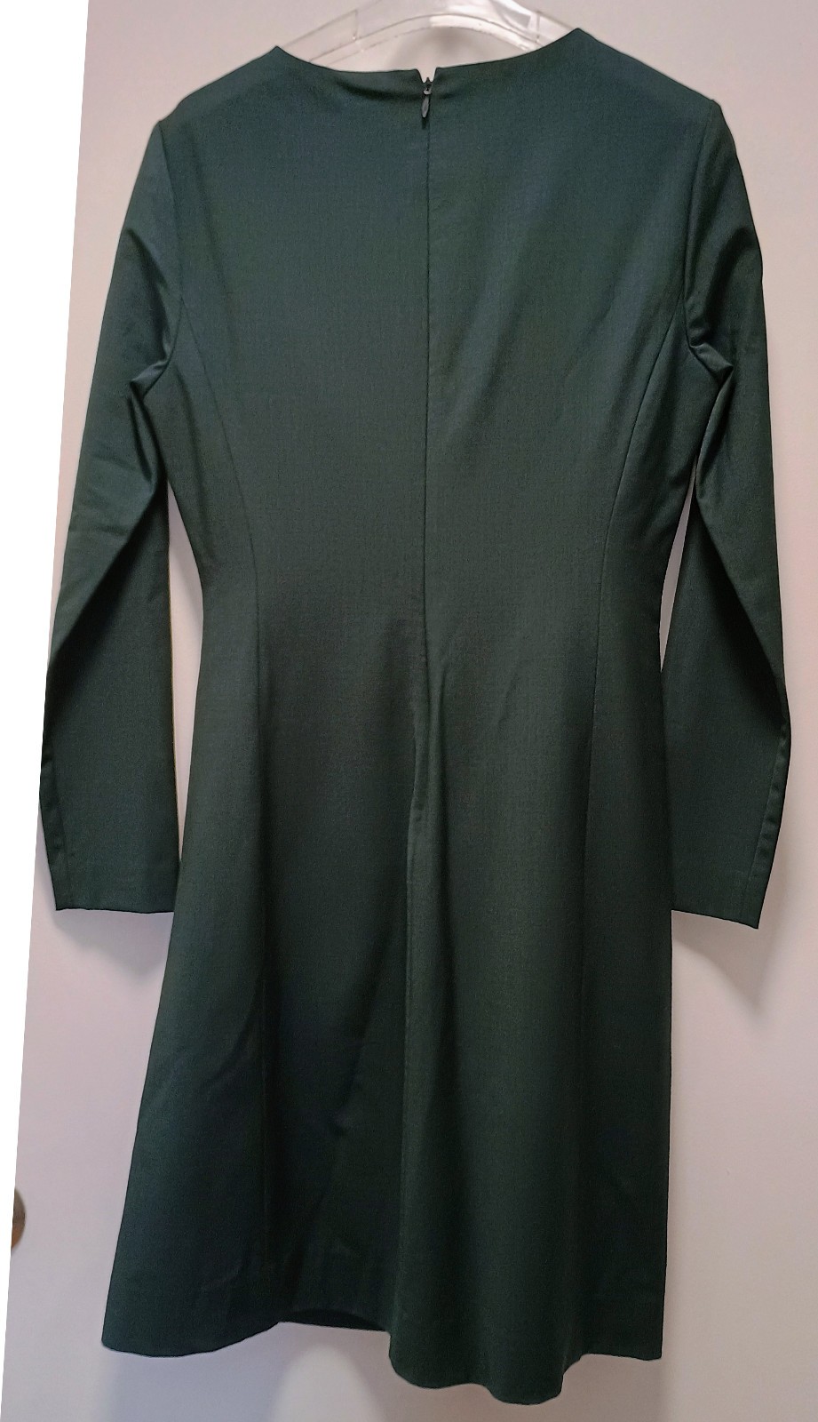 $448 NWT Theory Stretch Wool Long Sleeve Dark Green Sheath Any Occasion Dress 4