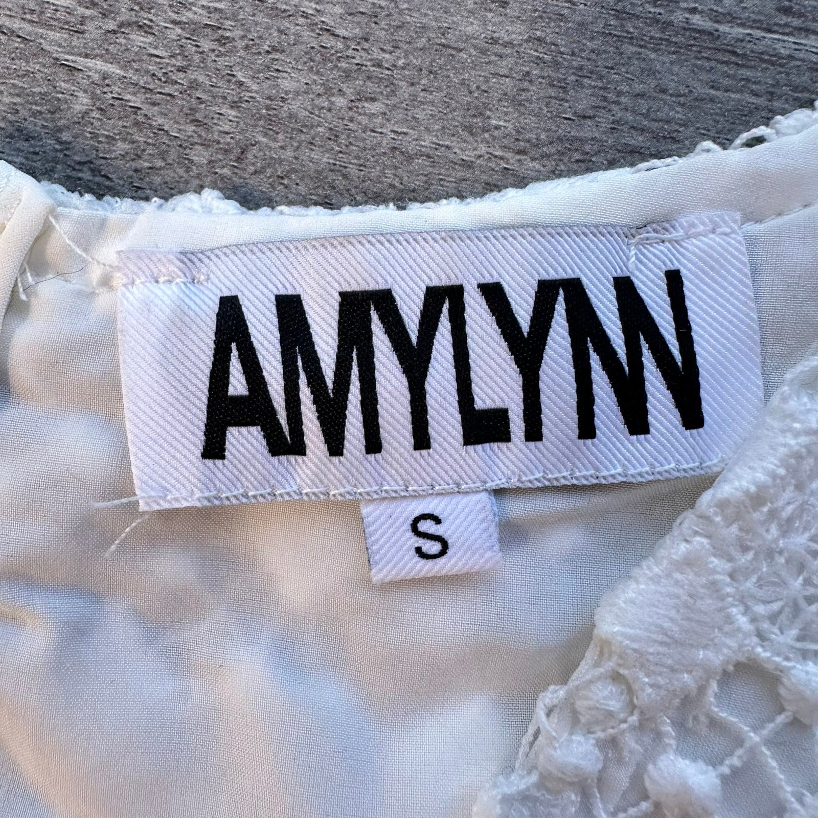 AmyLynn Flutter Sleeve White Lace Dress A-Line Small